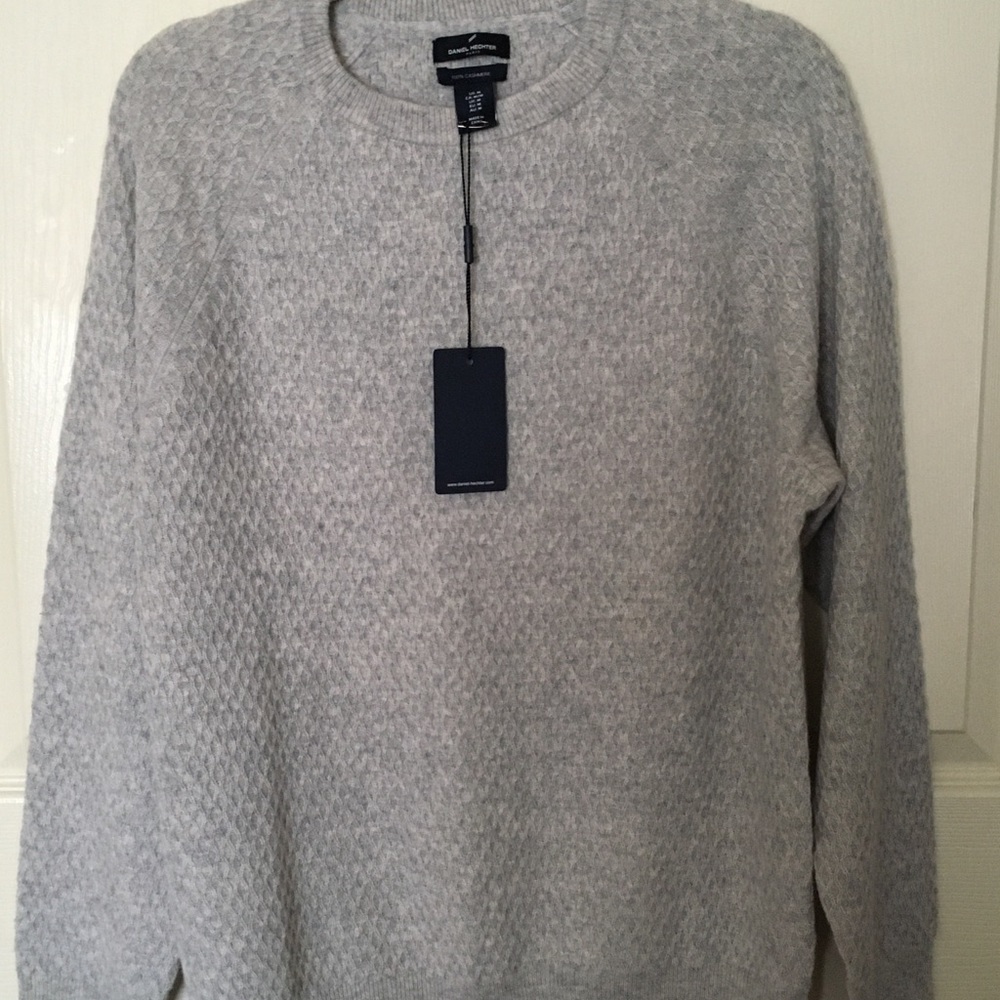 NWT Men’s 100% Cashmere Crewneck Sweater Gray Sz M